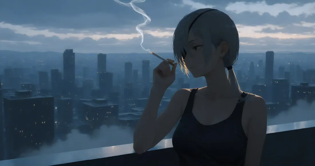 4k赛博少女壁纸｜城市夜景背景图片 - 闪电「哲风壁纸」