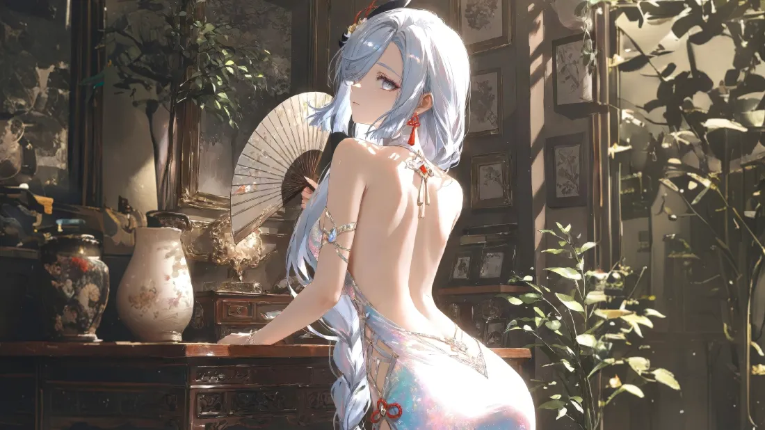 5k(鹤羽少女｜国风背景图片 - 唯美插画)「哲风壁纸」