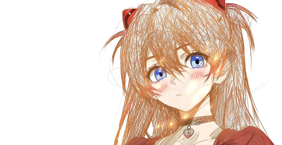 4kEVA线稿｜角色插画背景图片 - 明日香「哲风壁纸」