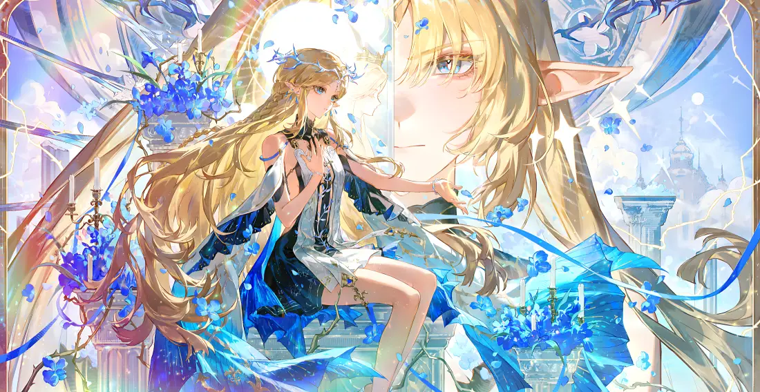 4k希娅少女壁纸｜花卉光影背景图片 - 奇幻插画「哲风壁纸」