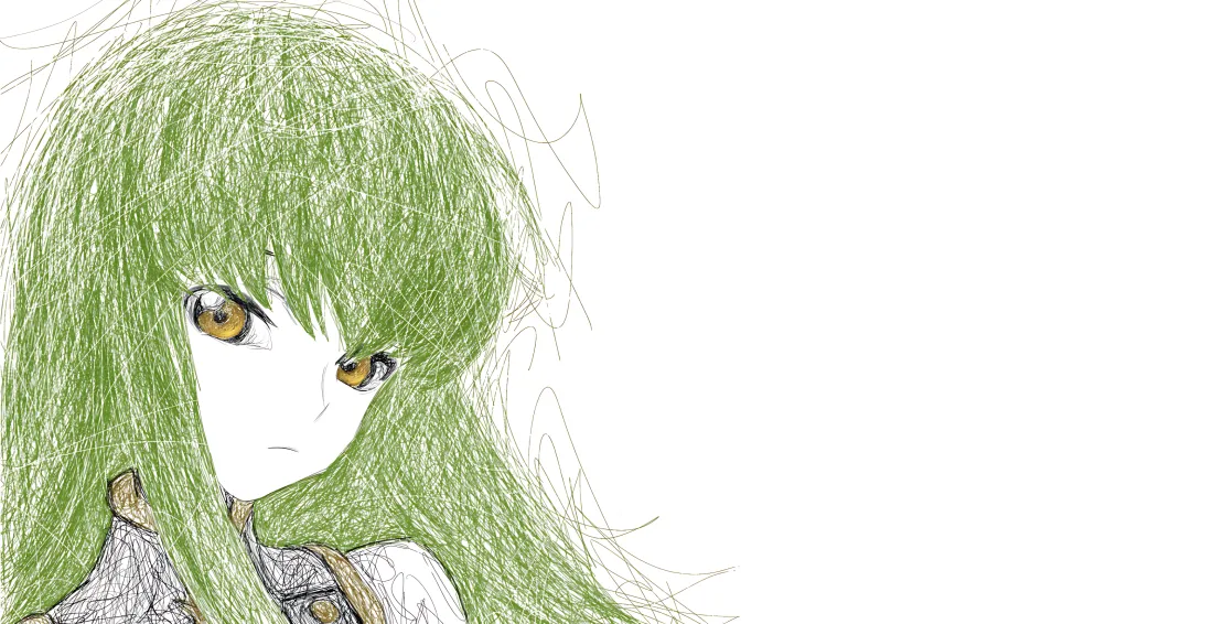 6k绿发少女壁纸｜线稿背景图片 - 动漫插画「哲风壁纸」