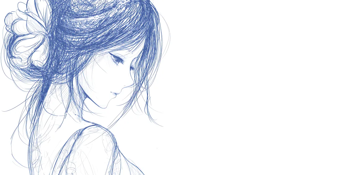 6k少女线稿壁纸｜侧颜背景图片 - 手绘插画「哲风壁纸」