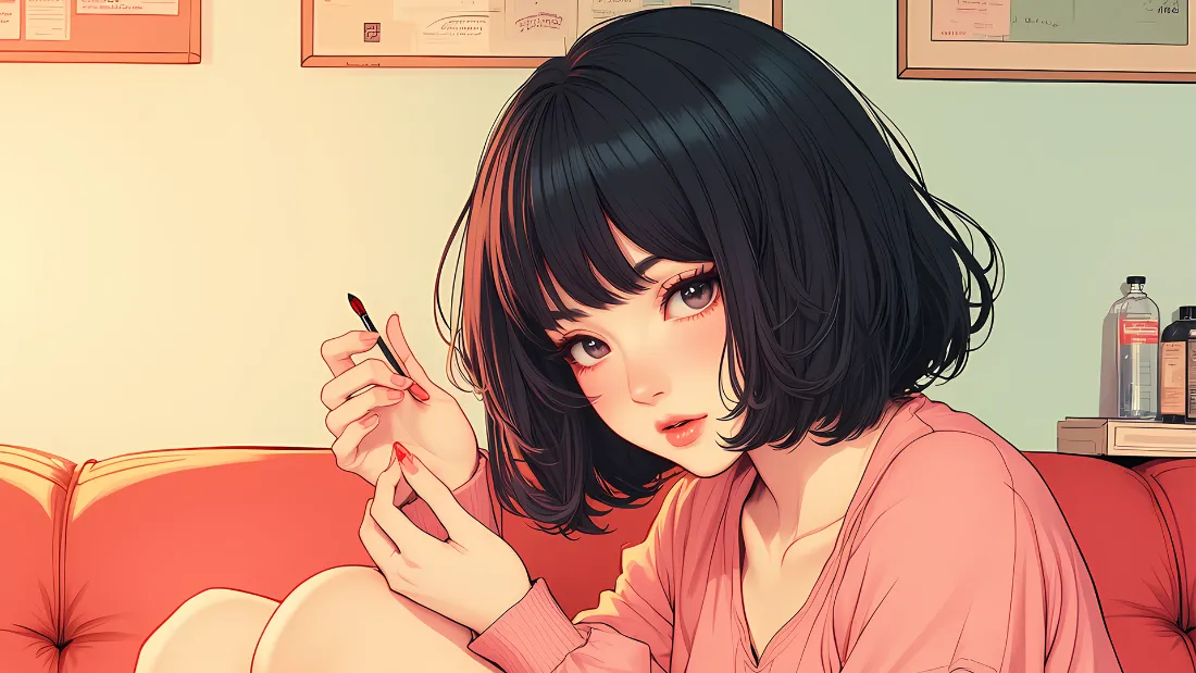 2k女孩插画壁纸｜生活场景背景图片 - 室内「哲风壁纸」