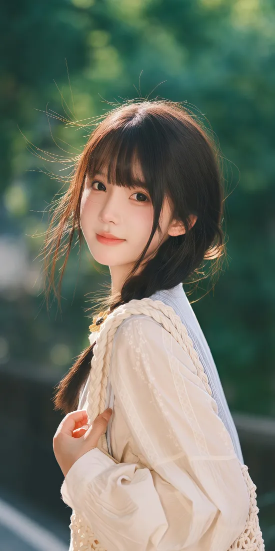 (清纯女孩手机壁纸｜自然阳光背景图片 - 美女写真)「哲风壁纸」
