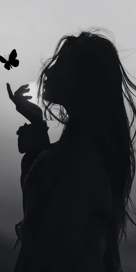 蝴蝶手机壁纸｜美女剪影背景图片 - 梦幻「哲风壁纸」