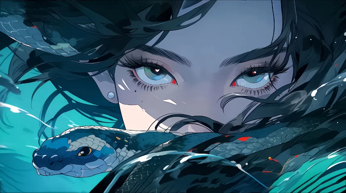 5k银发少女壁纸｜腾蛇背景图片 - 奇幻插画「哲风壁纸」