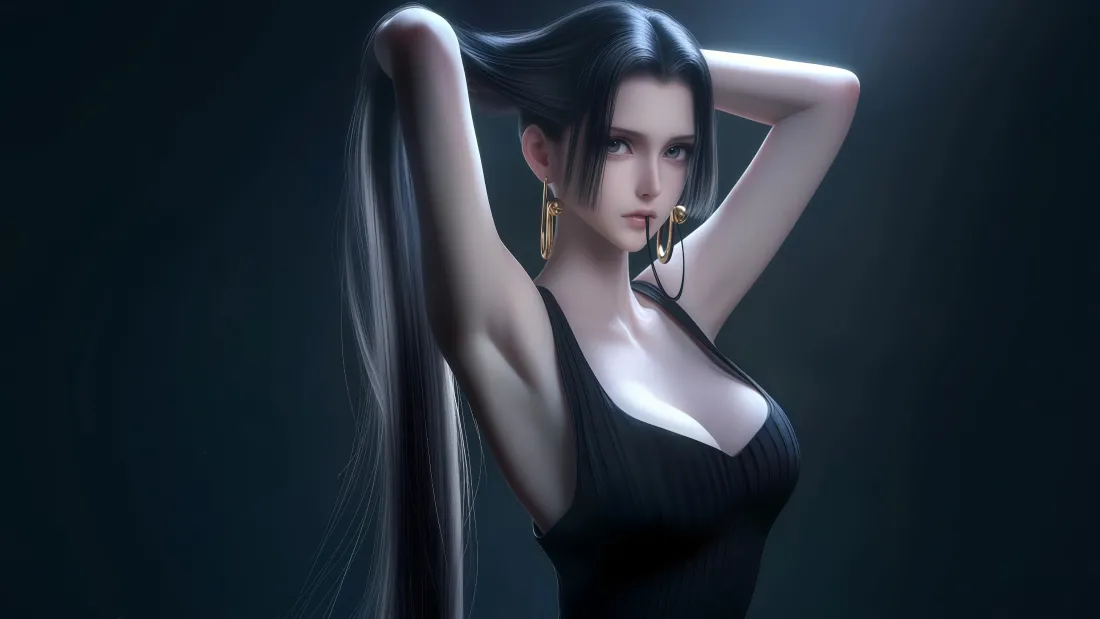 4k黑发美女壁纸｜冷艳风格背景图片 - 黑衣女性「哲风壁纸」