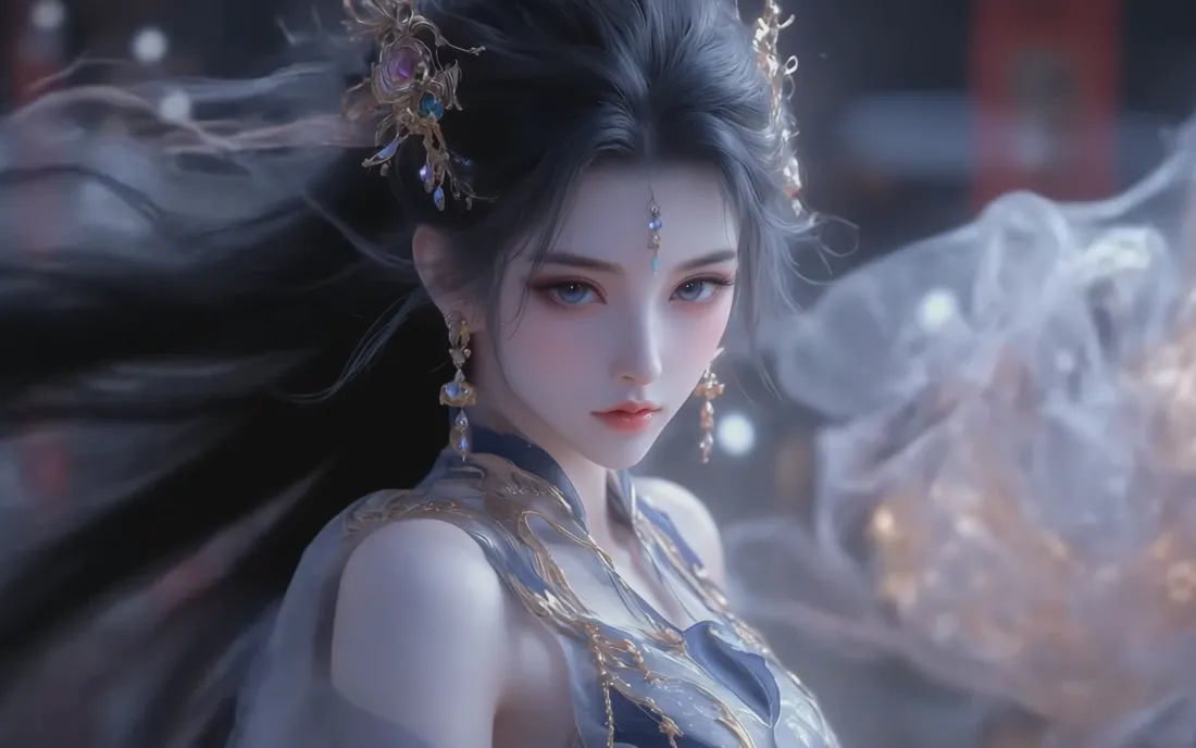 2k(古風長髮美少女壁紙｜仙姿背景圖片 - 飄逸韻味)「哲风壁纸」