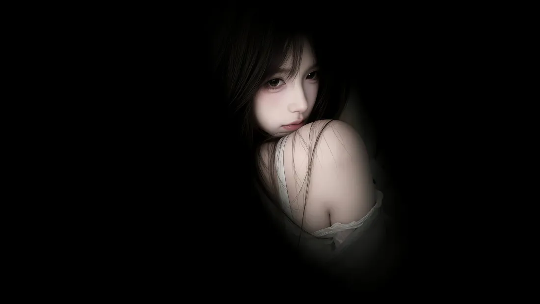 8k聚光美女壁纸｜侧脸光影背景图片 - 特写「哲风壁纸」