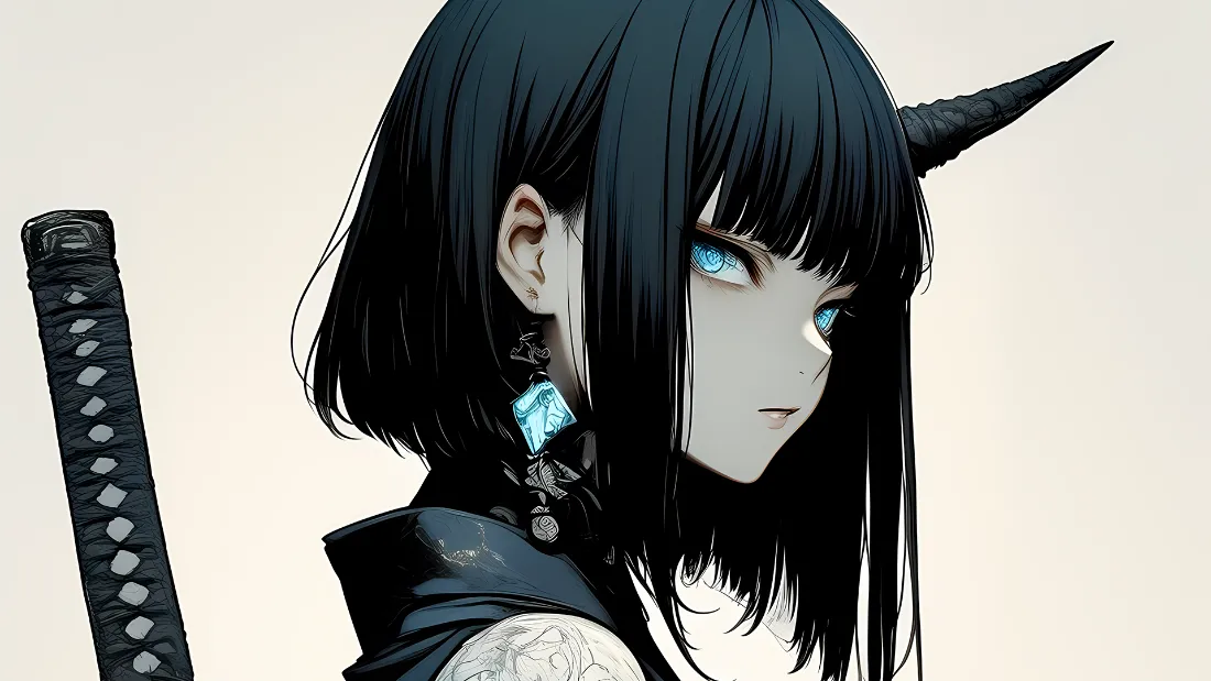 2k暗黑少女壁纸｜角饰刀客背景图片 - 插画「哲风壁纸」