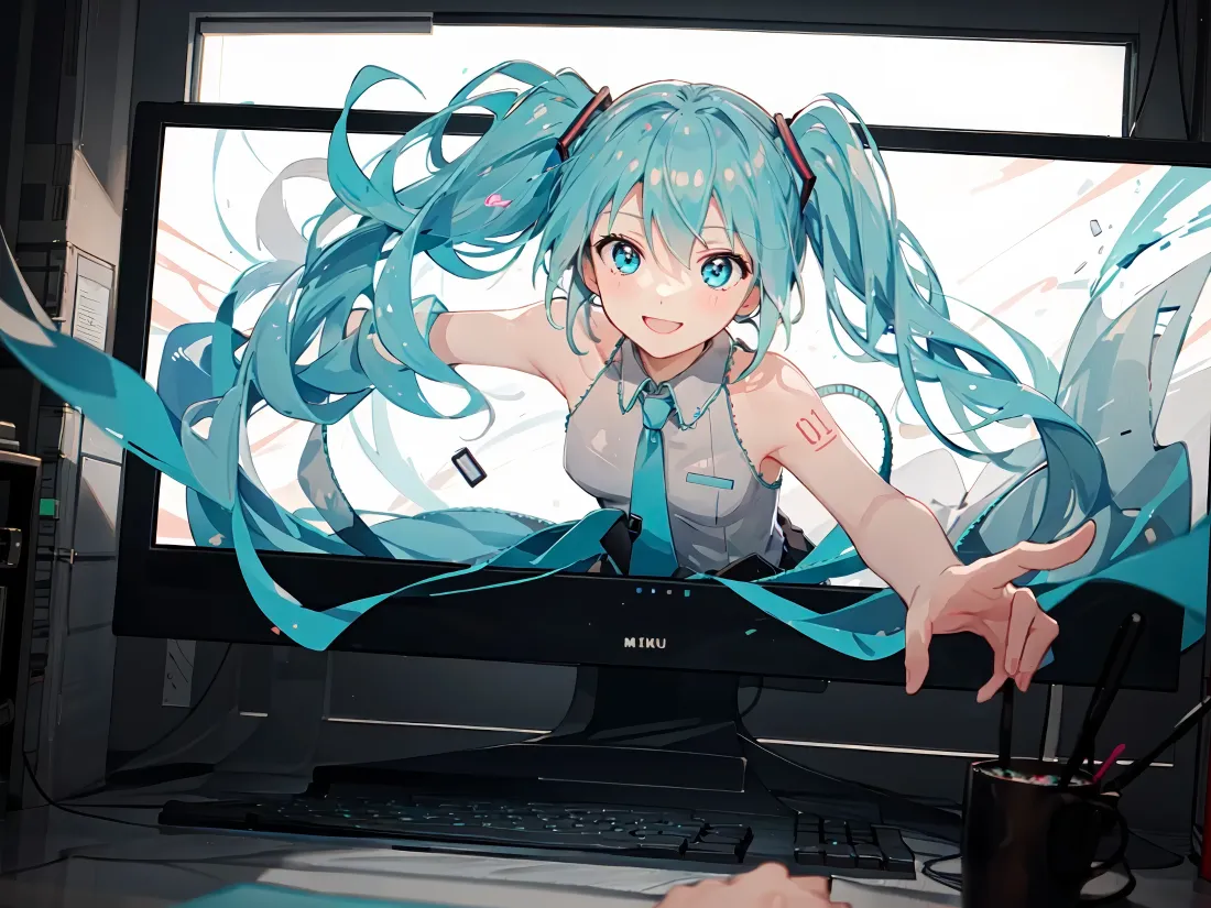 3k初音未来壁纸｜动感飘逸背景图片 - 电脑桌面「哲风壁纸」