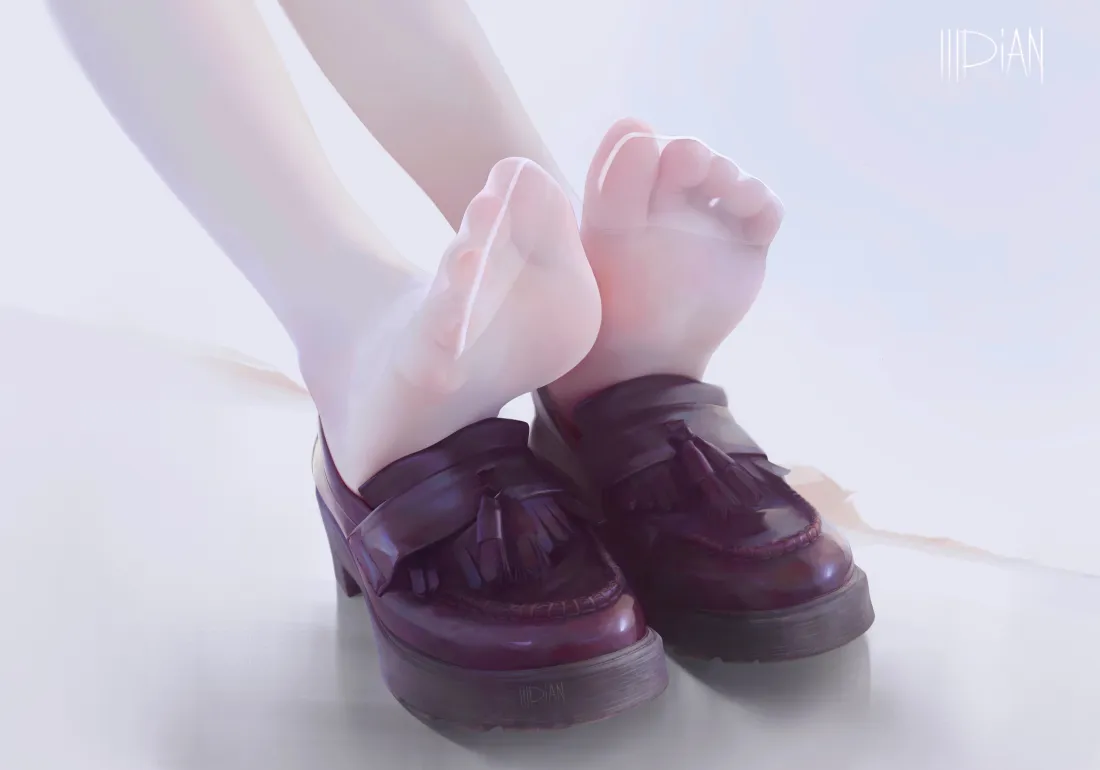 7k(迷人丝袜｜美足背景图片 - 深色鞋履)「哲风壁纸」