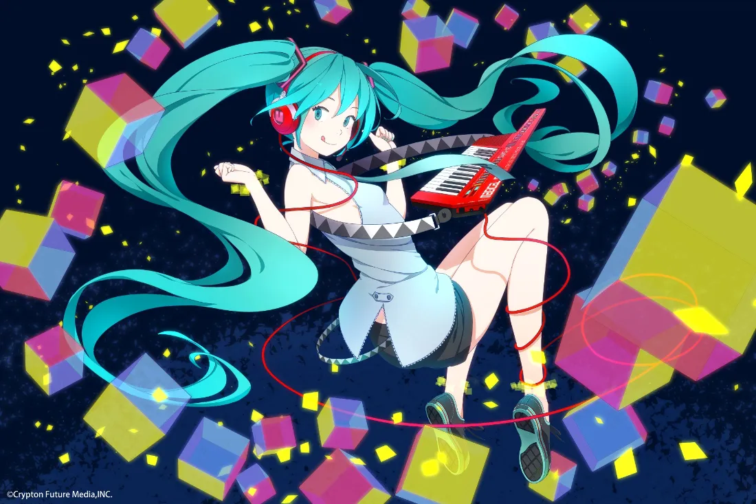 2k初音未来壁纸｜几何方块背景图片 - 动感插画「哲风壁纸」