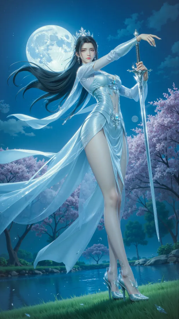 陆雪琪手机壁纸｜诛仙背景图片 - 月下持剑「哲风壁纸」