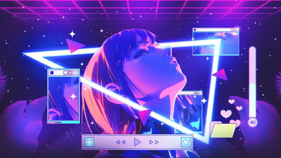 2k赛博少女壁纸｜霓虹未来背景图片 - 动漫少女「哲风壁纸」