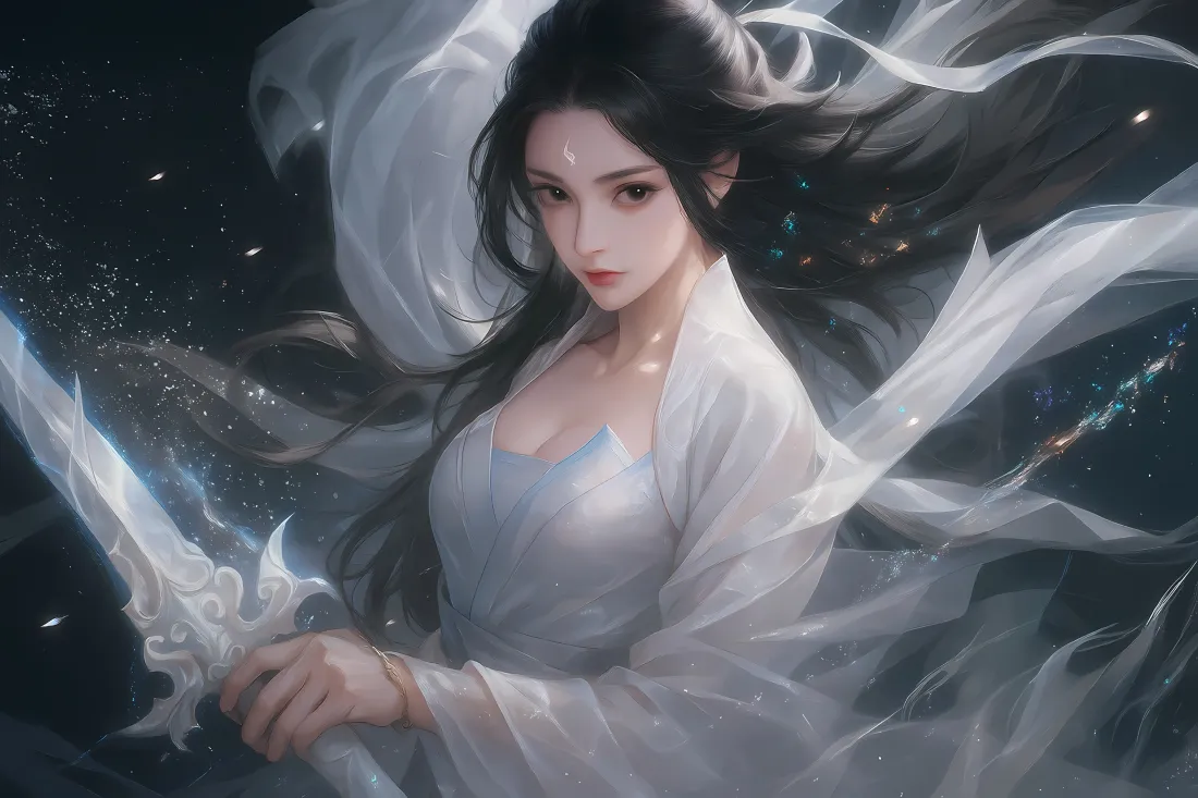 3k白衣剑女壁纸｜玄幻背景图片 - 飘逸「哲风壁纸」