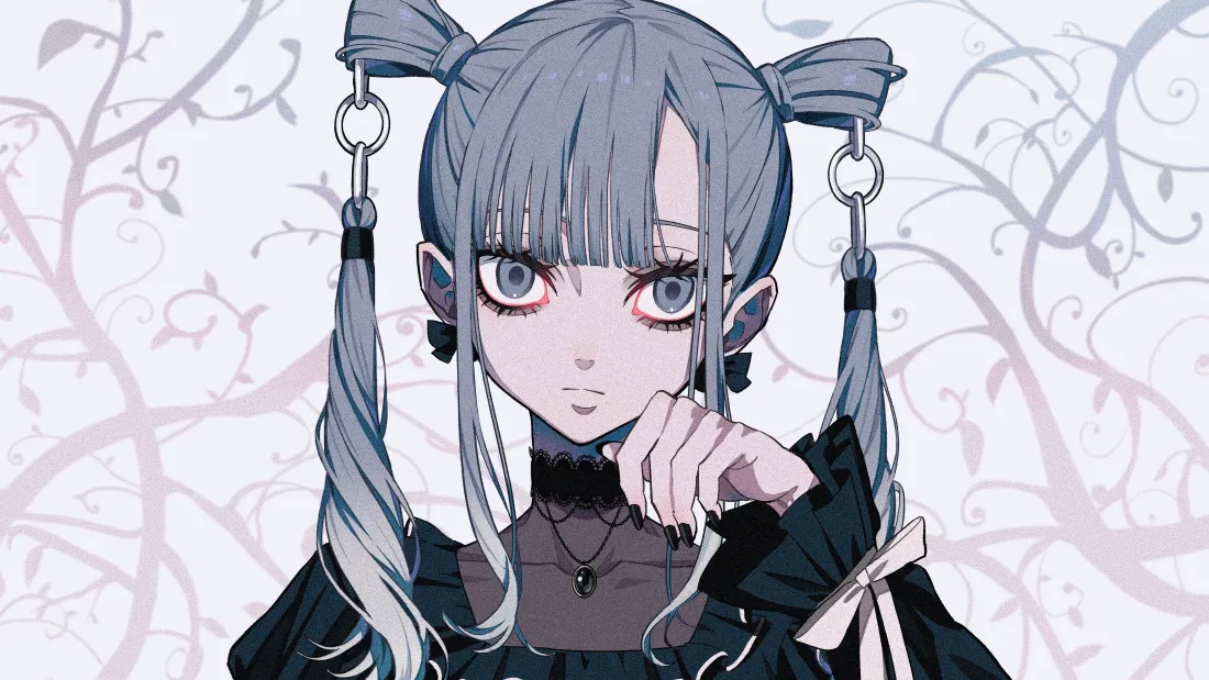 4k双马尾少女壁纸｜暗黑风格背景图片 - 动漫角色「哲风壁纸」