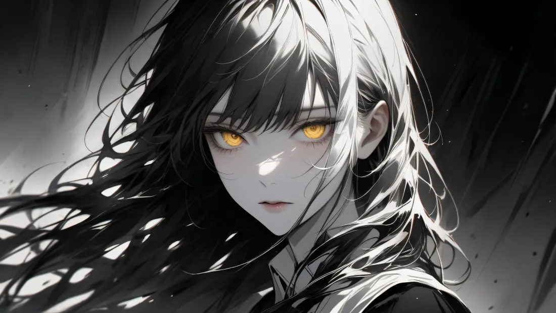4k黄瞳少女壁纸｜暗黑背景图片 - 琉璃之瞳「哲风壁纸」