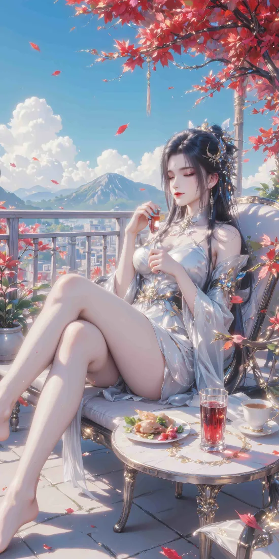 陆雪琪手机壁纸｜红枫山水背景图片 - 诛仙「哲风壁纸」