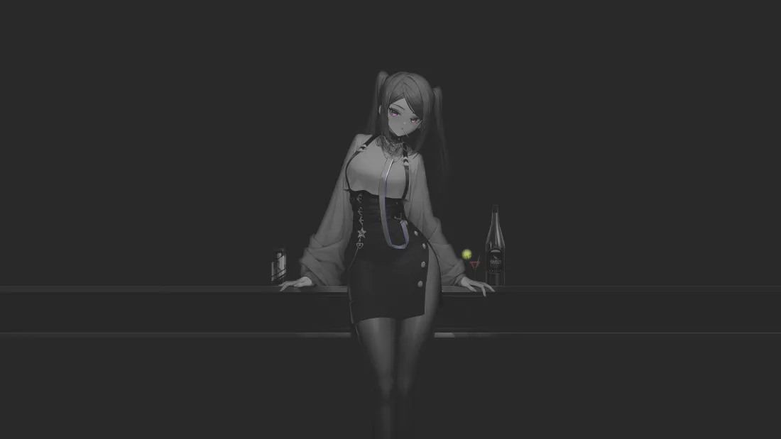 4k动漫少女壁纸｜黑白背景图片 - 暗色调「哲风壁纸」