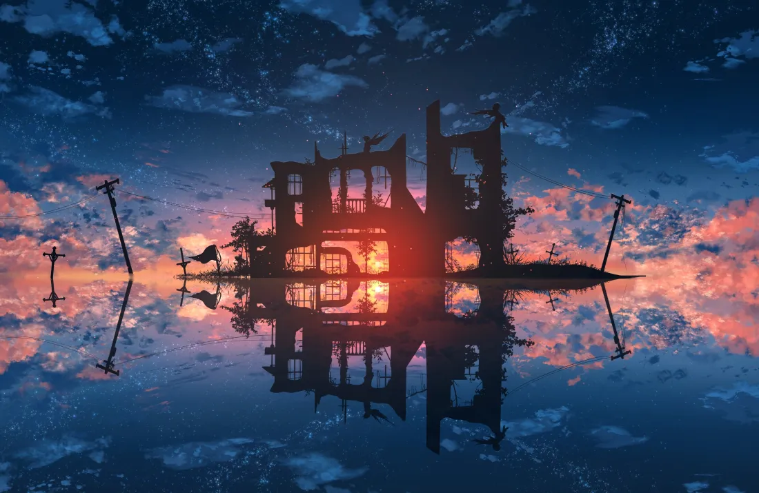 3k城堡晚霞壁纸｜水面倒影背景图片 - 天空「哲风壁纸」