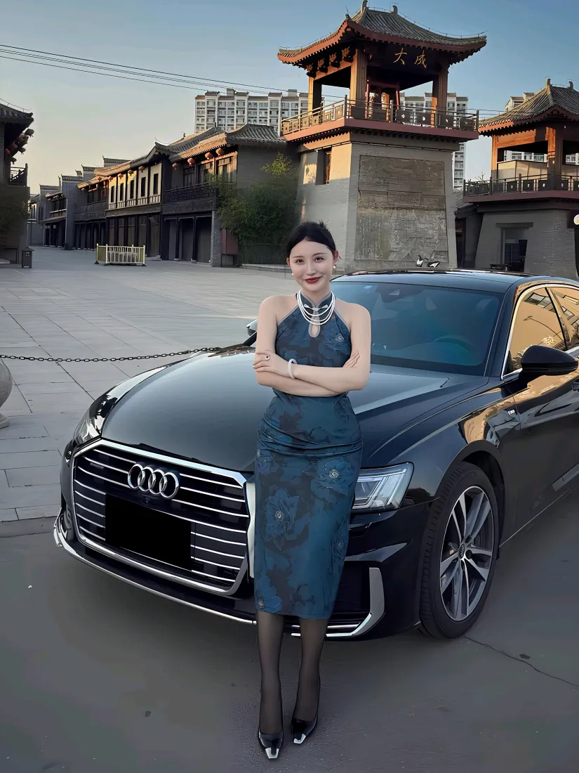 旗袍美女手机壁纸｜古建筑背景图片 - 奥迪「哲风壁纸」