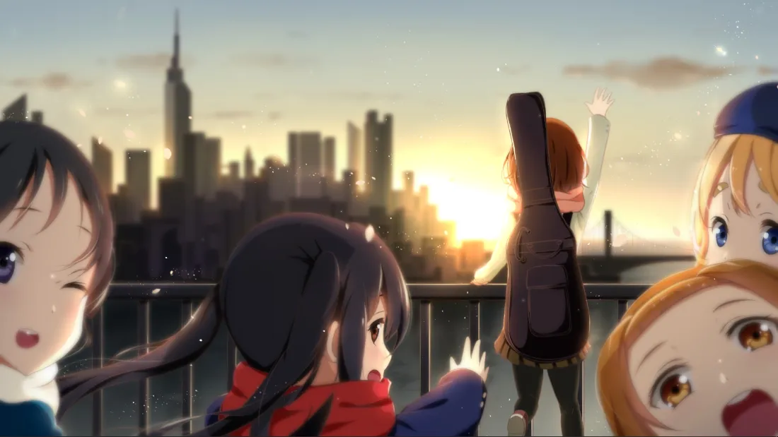 2k轻音少女壁纸｜城市夕阳背景图片 - 少女们「哲风壁纸」