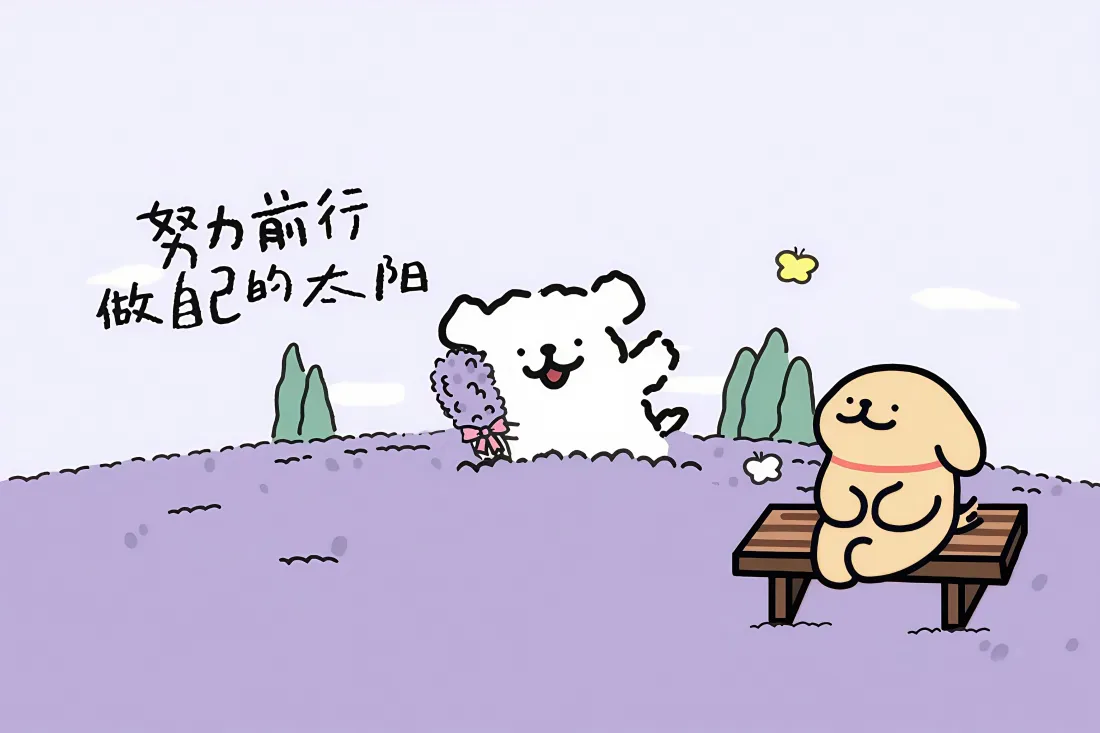 4k线条小狗壁纸｜卡通插画背景图片 - 做自己的太阳「哲风壁纸」