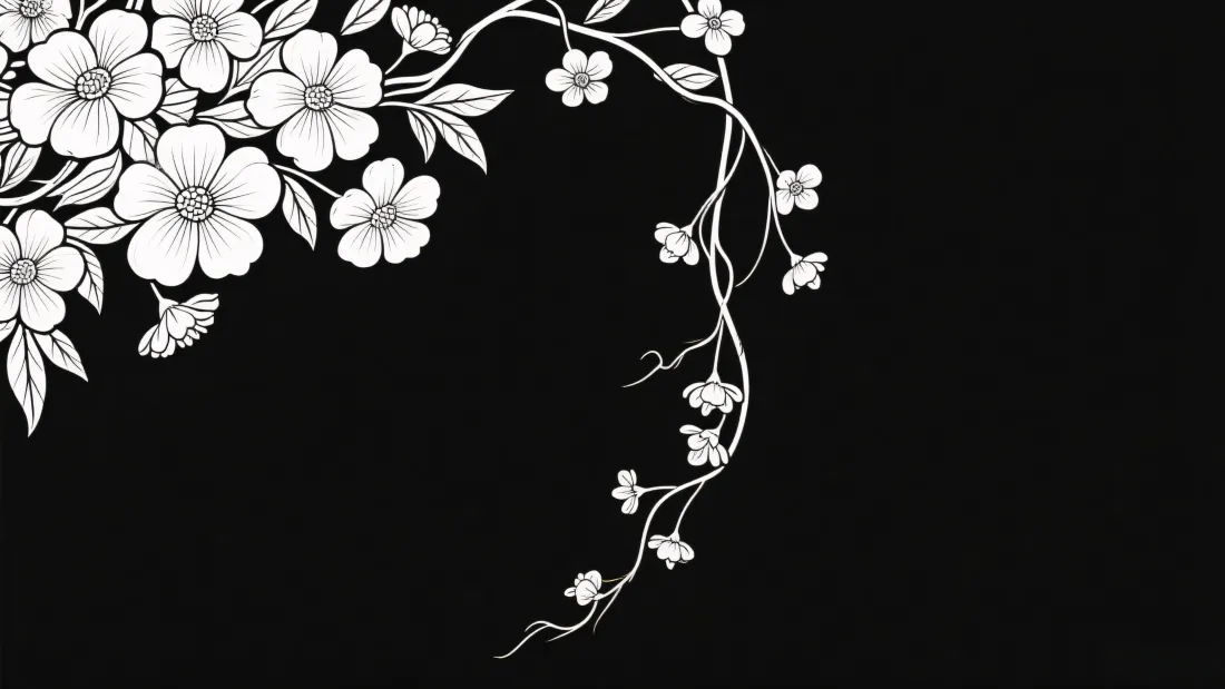 3k黑白树枝壁纸｜花卉背景图片 - 简约「哲风壁纸」