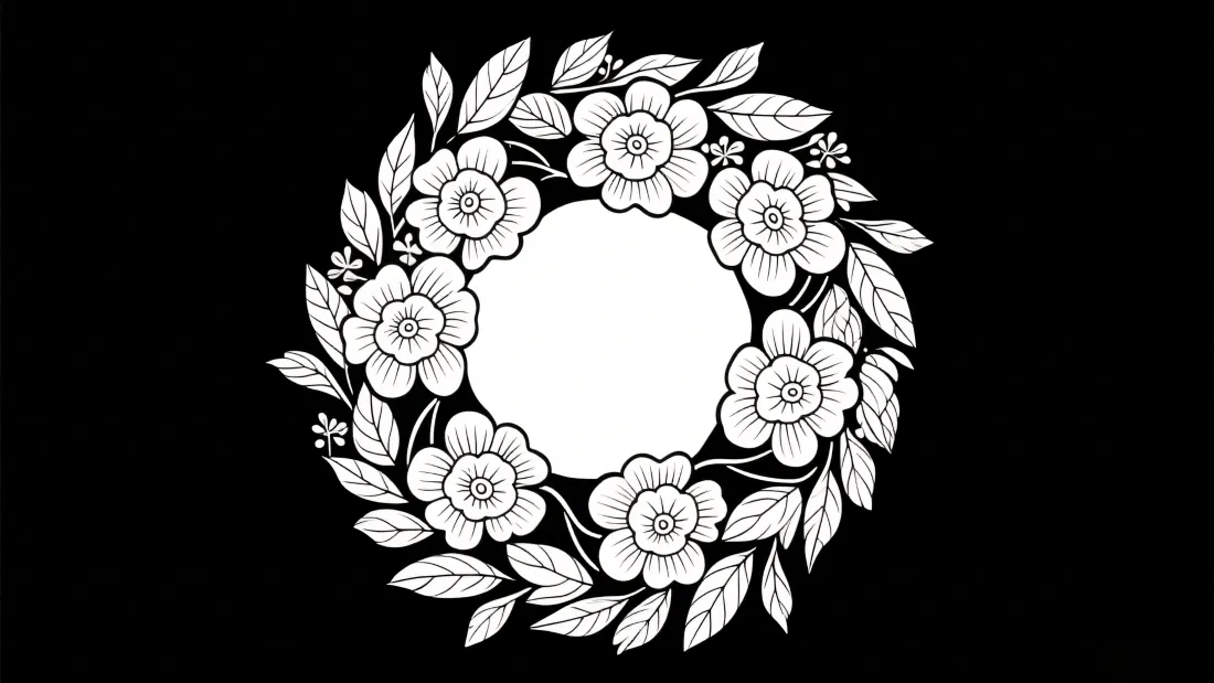 3k黑白花朵壁纸｜圆形背景图片 - 装饰图案「哲风壁纸」
