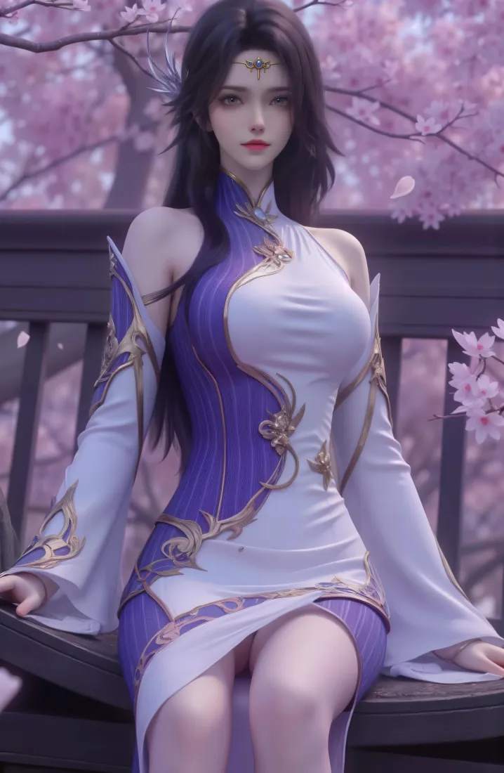 古风少女手机壁纸｜樱花背景图片 - 紫白服饰「哲风壁纸」