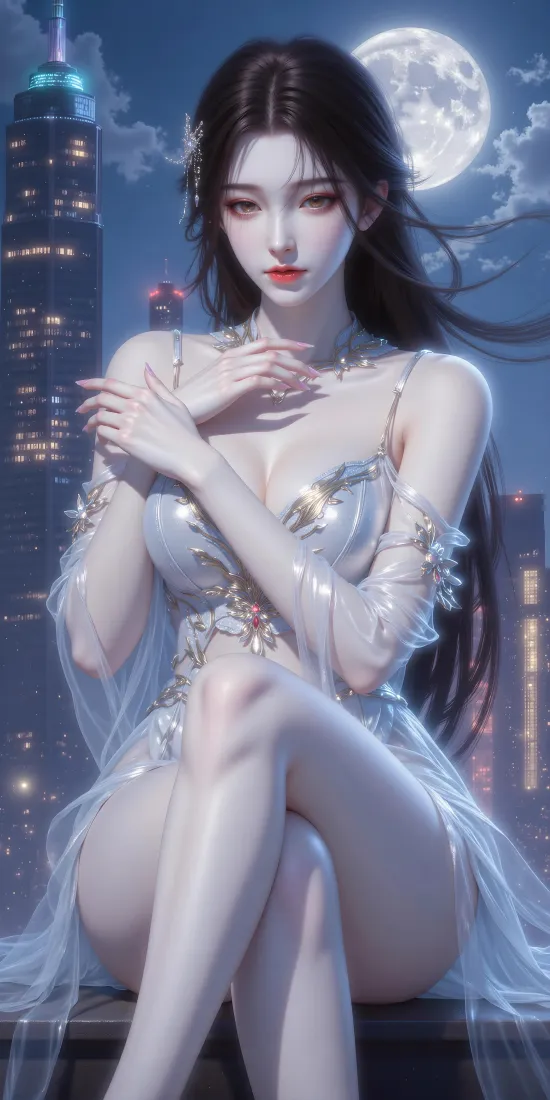火灵儿手机壁纸｜夜晚背景图片 - 满月「哲风壁纸」