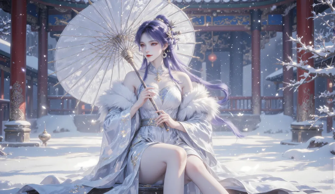 14k姬紫月壁纸｜古风背景图片 - 雪景「哲风壁纸」