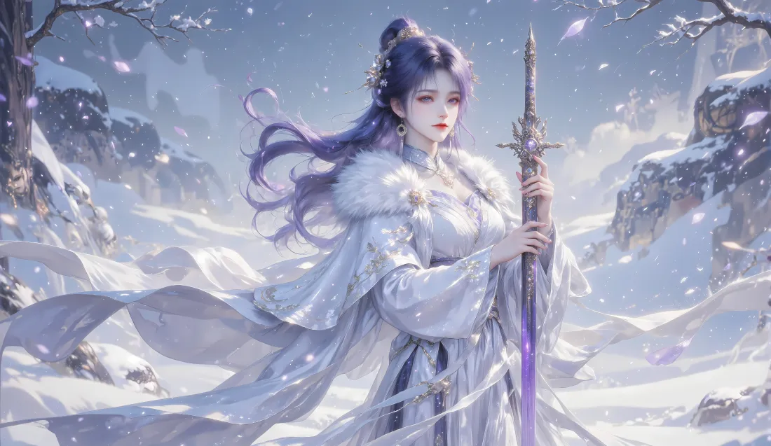 14k姬紫月壁纸｜雪景背景图片 - 遮天「哲风壁纸」