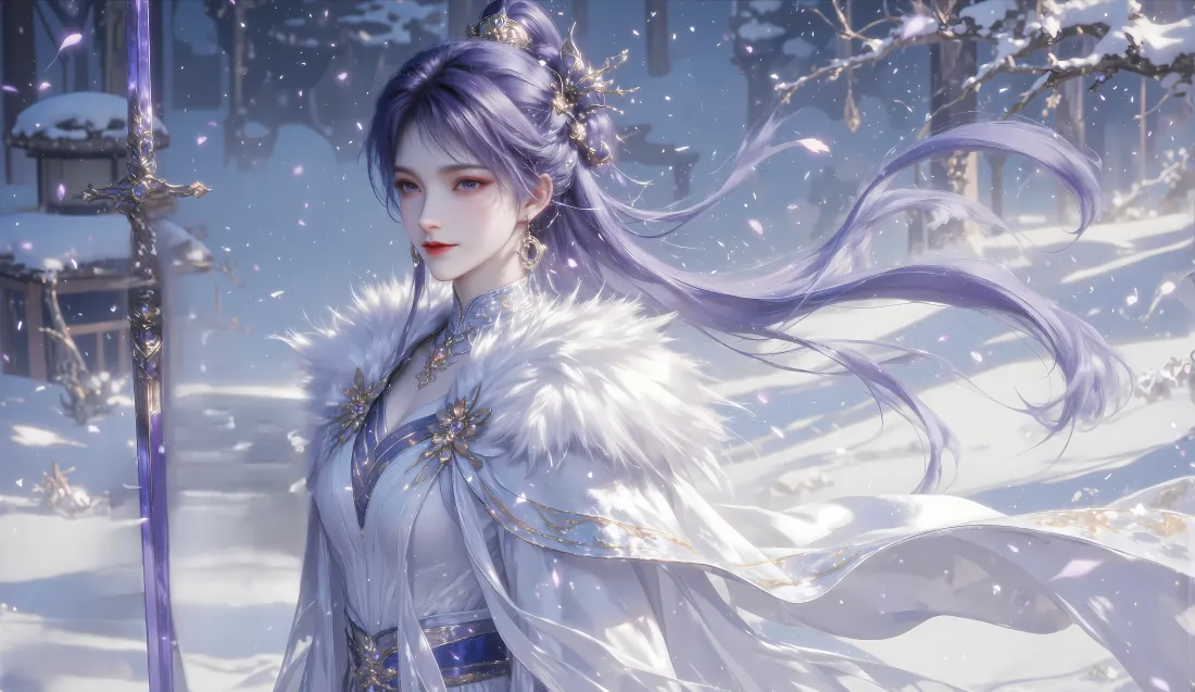 14k姬紫月壁纸｜雪景背景图片 - 遮天「哲风壁纸」