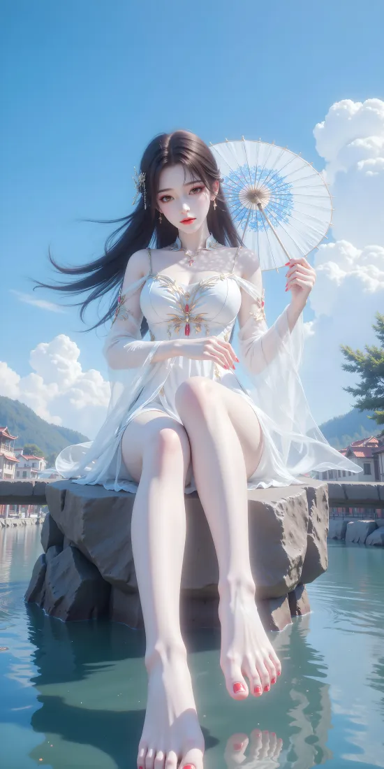 白衣古风美女手机壁纸｜山水背景图片 - 仙侠「哲风壁纸」
