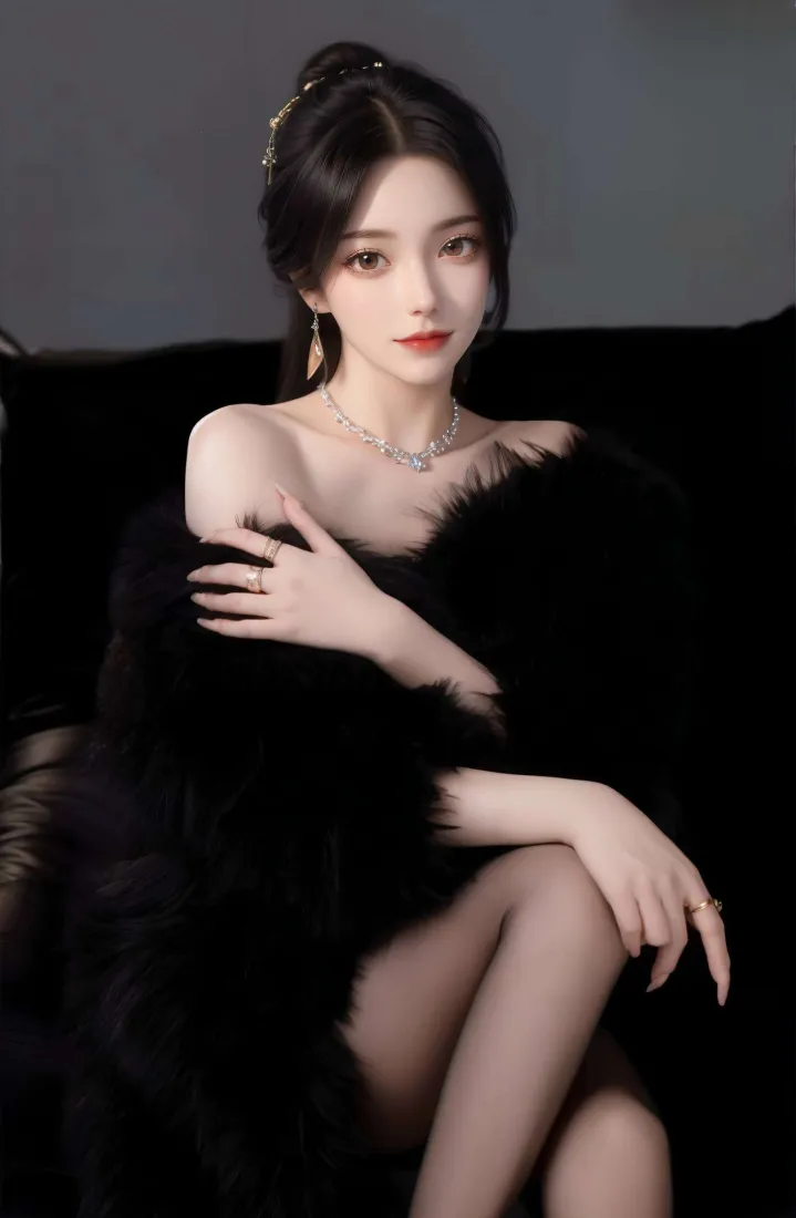 黑丝手机壁纸｜黑色皮草背景图片 - 性感女性「哲风壁纸」