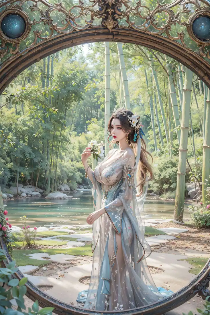 古风美女手机壁纸｜竹林背景图片 - 古装写真「哲风壁纸」