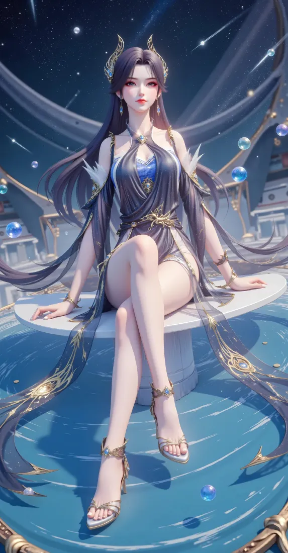 黑长直少女手机壁纸｜星云古建筑背景图片 - 奇幻「哲风壁纸」
