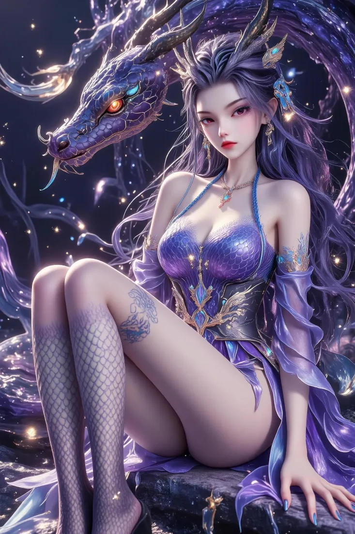 紫发女性手机壁纸｜龙背景图片 - 国漫「哲风壁纸」