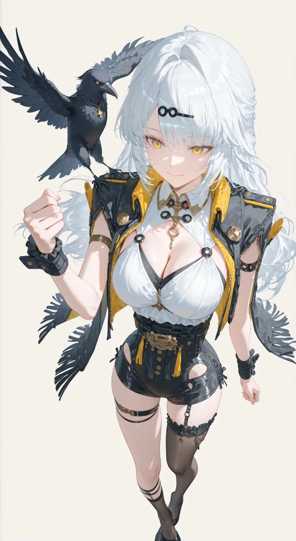 白发少女手机壁纸｜乌鸦背景图片 - 幻想角色「哲风壁纸」