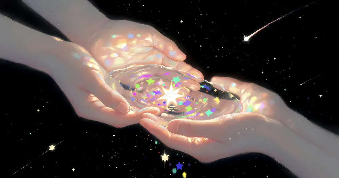 6k发光双手壁纸｜星空背景图片 - 二次元梦幻「哲风壁纸」