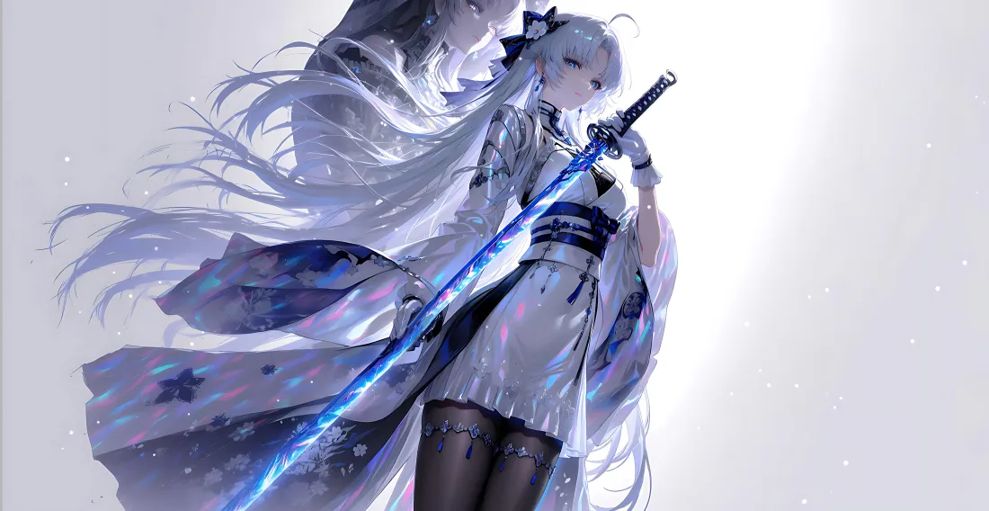 6k白发少女壁纸｜和服背景图片 - 光剑「哲风壁纸」