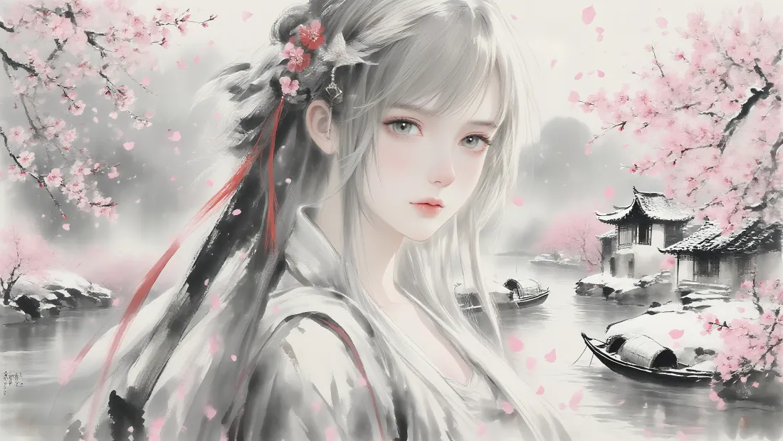 4k古风女子壁纸｜樱花背景图片 - 国风「哲风壁纸」