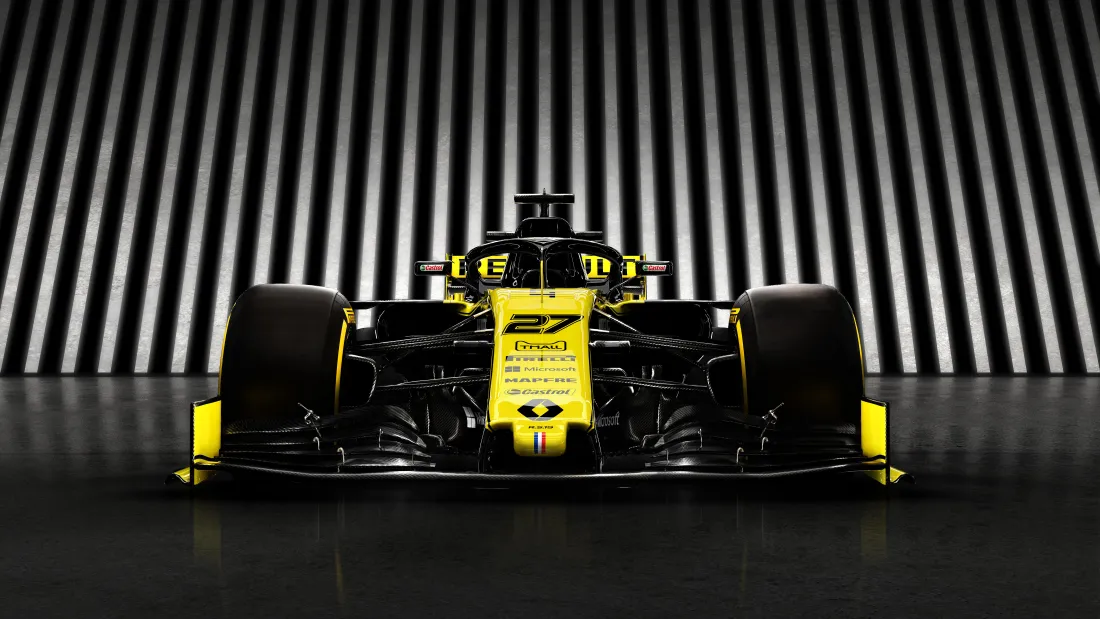 8k黄色F1赛车壁纸｜黑白条纹背景 - 赛车「哲风壁纸」
