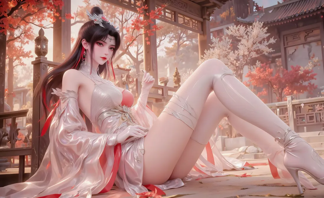 4k仙逆壁纸｜红枫庭院背景图片 - 古风美人「哲风壁纸」