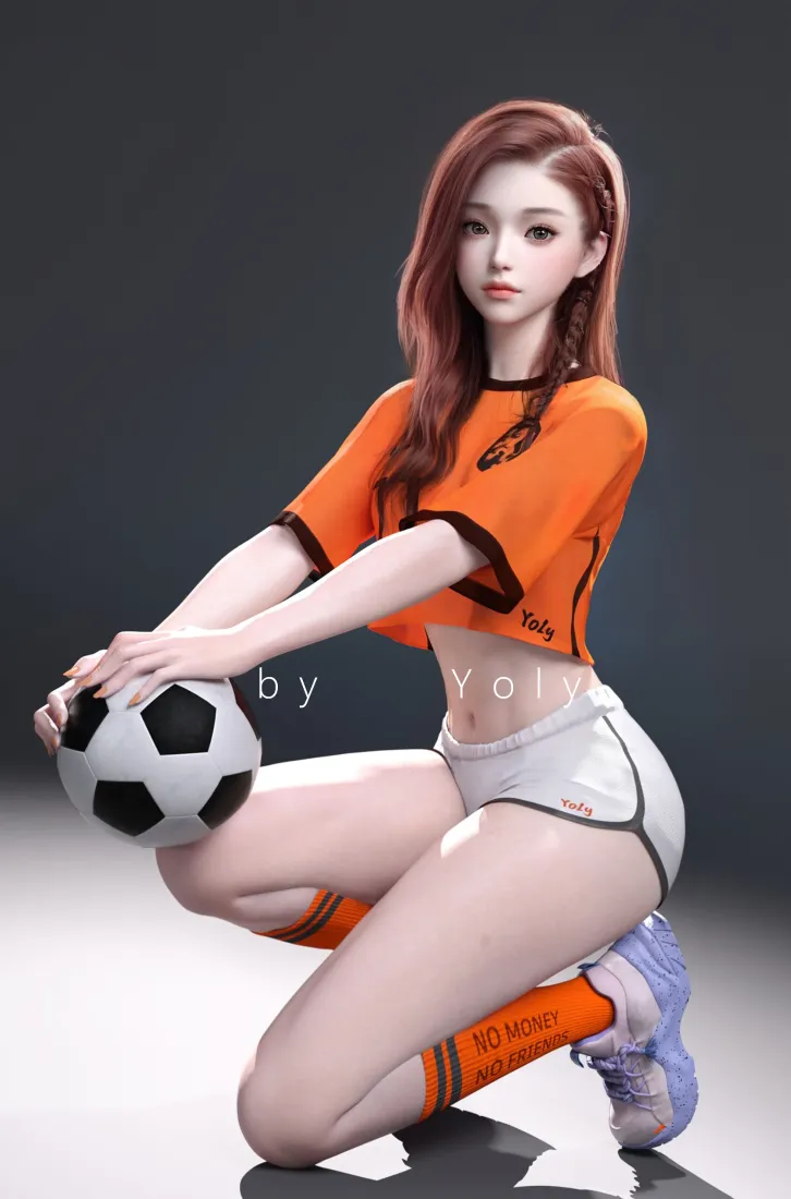 橙色足球服手机壁纸｜灰色背景图片 - 女性「哲风壁纸」