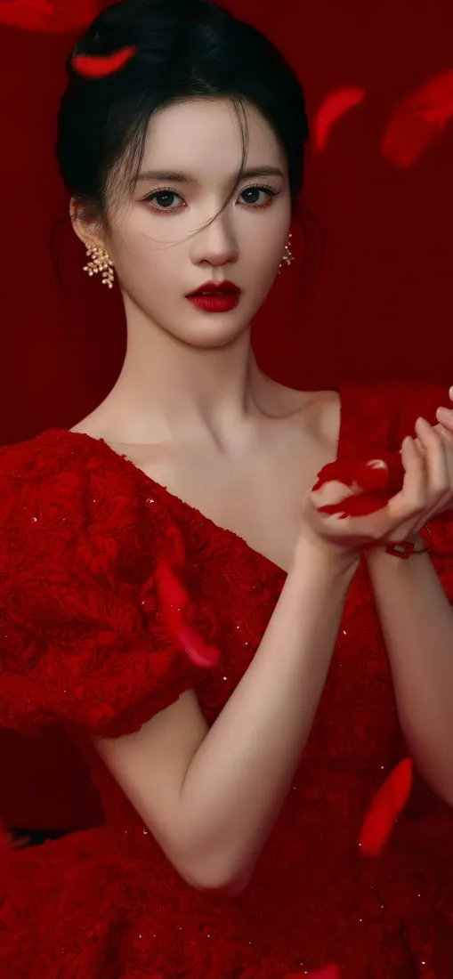 张婧仪手机壁纸｜红色礼服背景图片 - 花瓣「哲风壁纸」