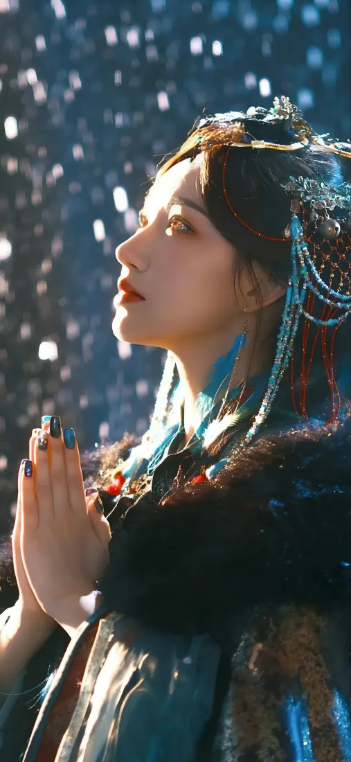 古风美女手机壁纸｜雪景背景图片 - 红衣「哲风壁纸」