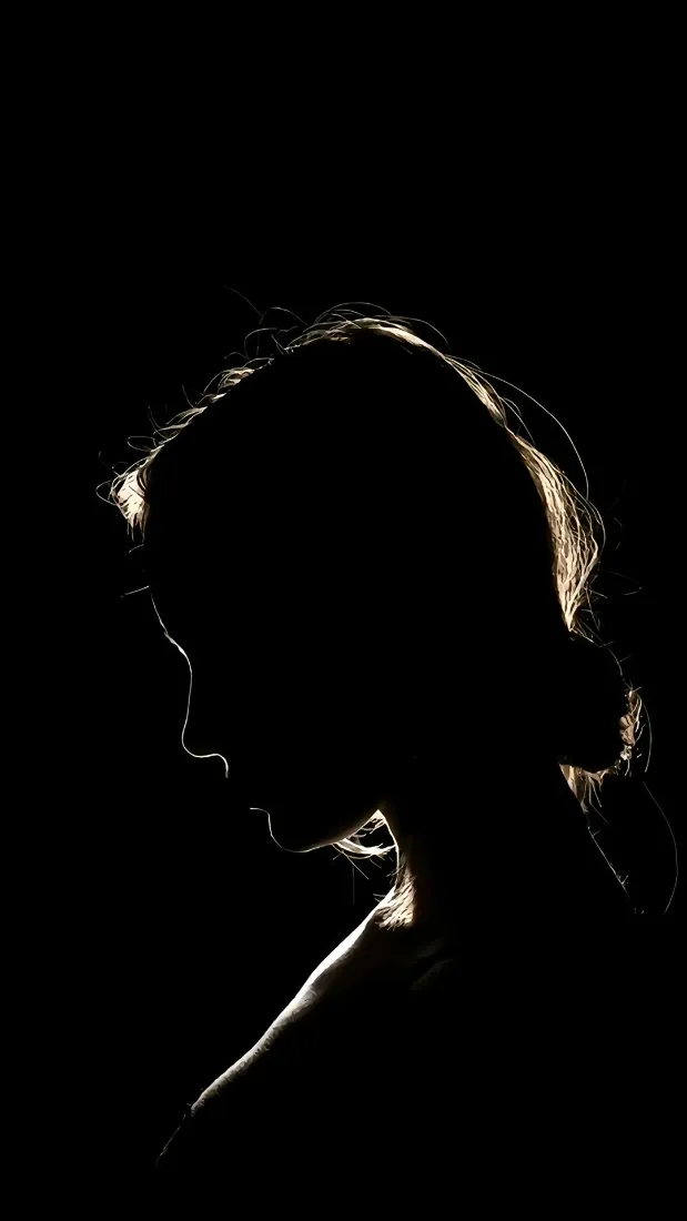 女性剪影手机壁纸｜黑色背景图片 - 侧脸「哲风壁纸」